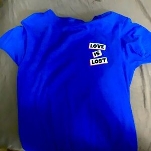 Love is lost blue tee shirt